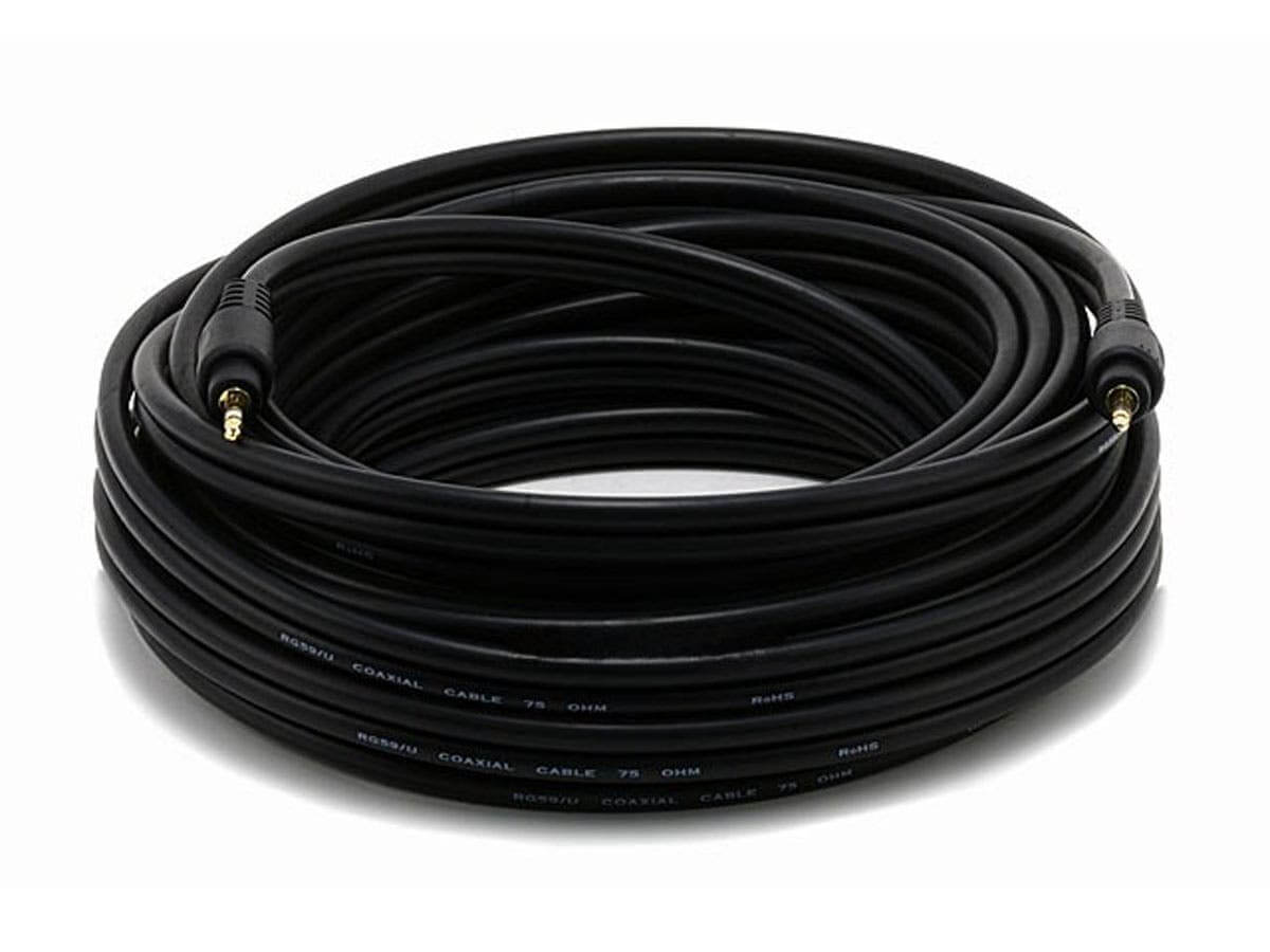 Monoprice 35ft Premium 3.5mm Stereo Male to 3.5mm Stereo Male 22AWG Cable (Gold Plated) - Black