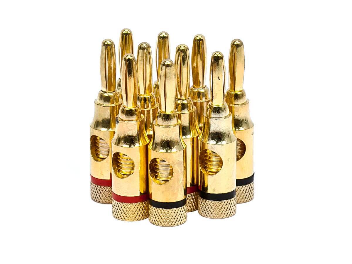 Monoprice 5 PAIRS OF High-Quality Gold Plated Speaker Banana Plugs Open Screw Type