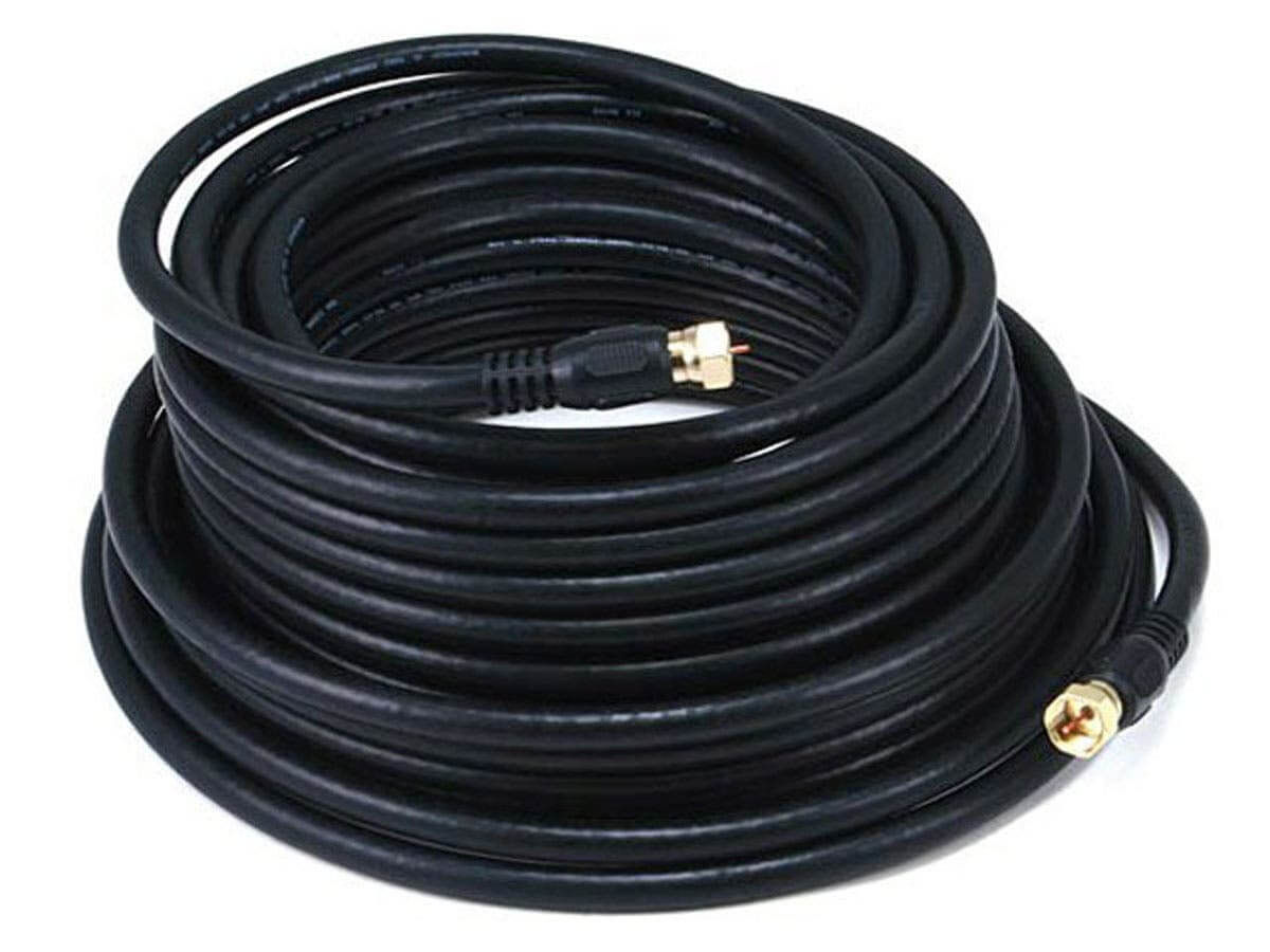 Monoprice 50ft RG6 (18AWG) 75Ohm Quad Shield CL2 Coaxial Cable with F Type Connector - Black