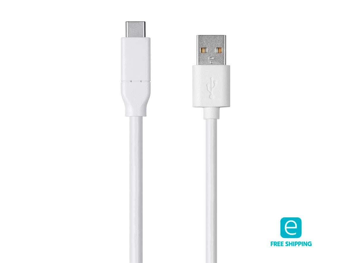 Monoprice Essentials USB Type C to USB-A 2.0 Cable - 480Mbps 3A 26AWG White 0.5m (1.6ft)