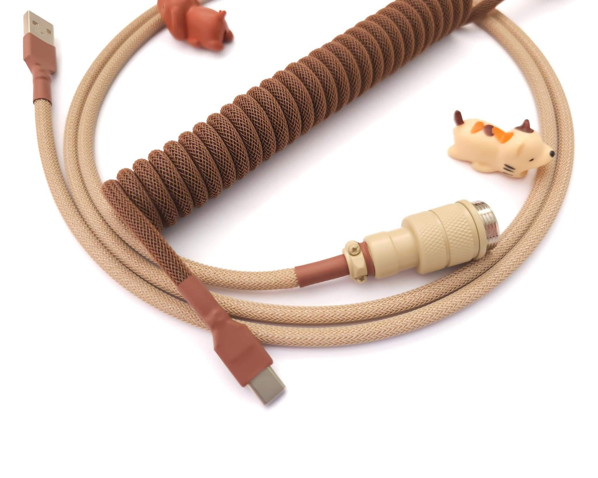 Brown keyboard cable with beige Gx16 and USB C connection