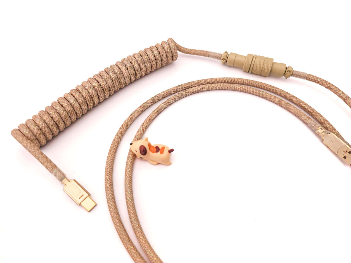 Cream Galaxy custom cable in beige color with Gx16 and cold USB C connector