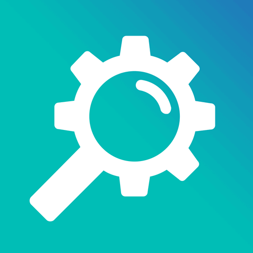 Icon combining a magnifying glass and gear, symbolizing search and settings features.