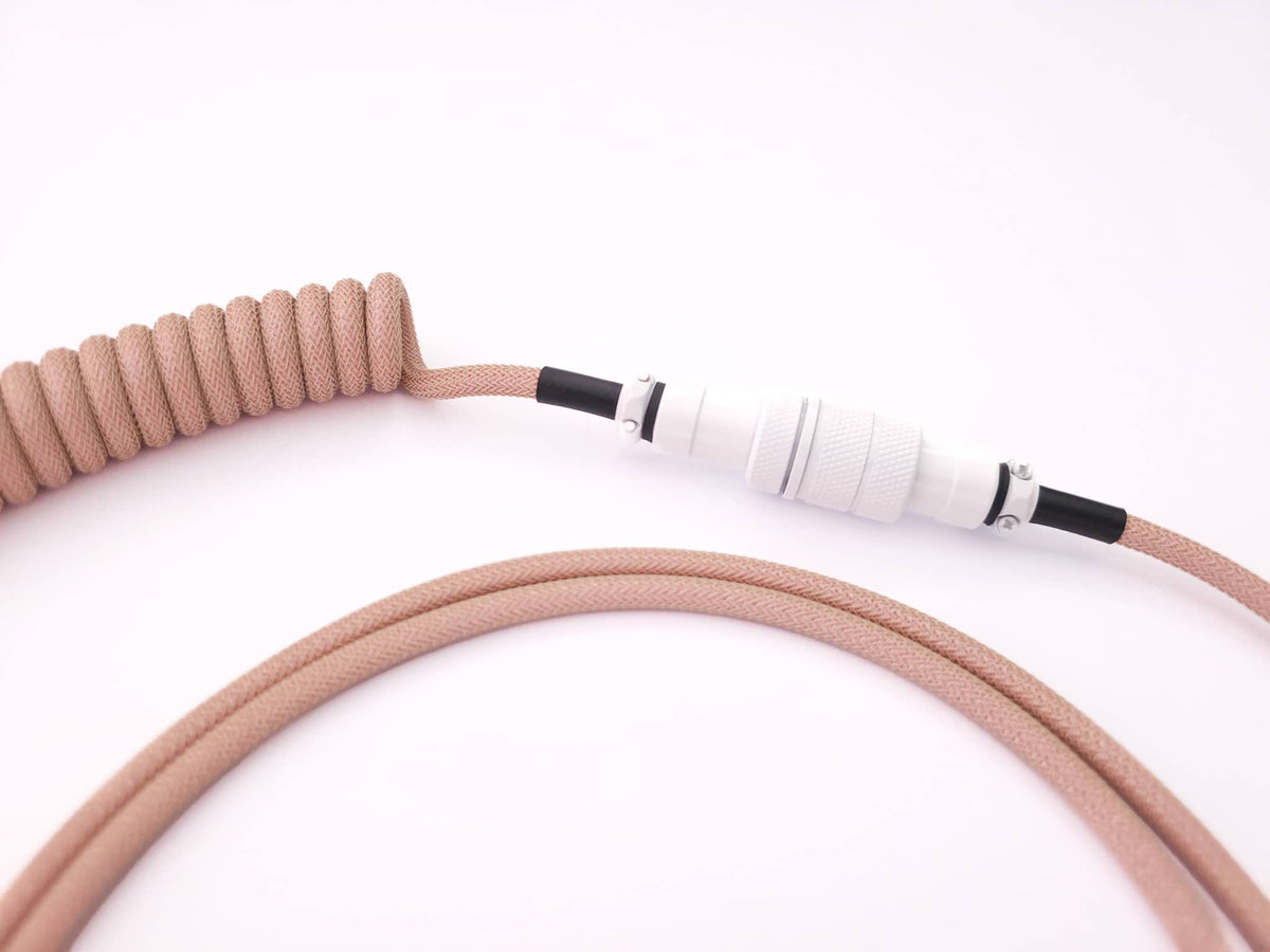 White Gx16 connector on rose pink coil cable