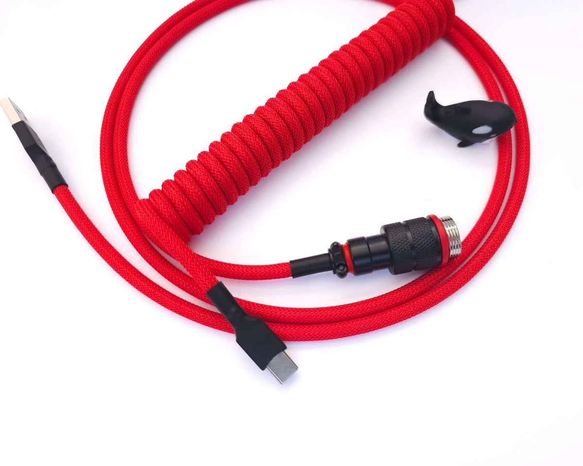 Red Keyboard Cable with black Gx16 connector and black heat shrink