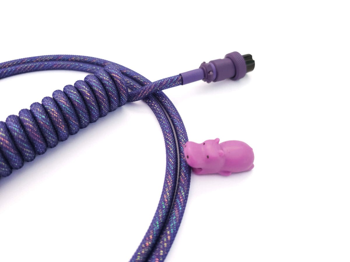 Purple Galaxy USB C Cable with Gx16 connector and USB C connection