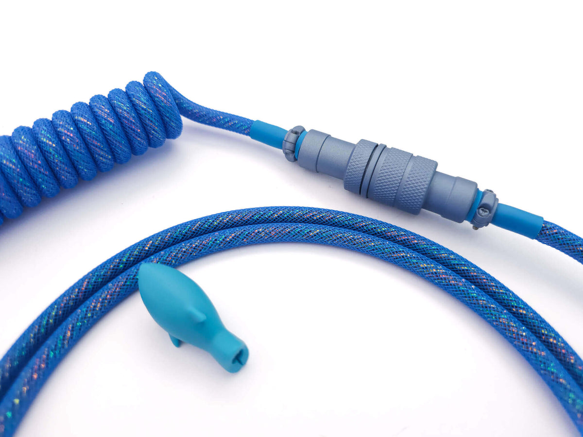 Shiny Galaxy coil cable with blue Aviator 