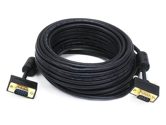 Monoprice 35ft Ultra Slim SVGA Super VGA 30/32AWG M/M Monitor Cable with Ferrites (Gold Plated Connector)