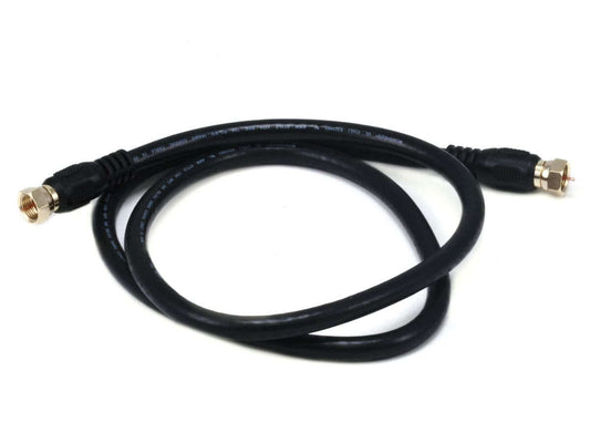Monoprice 3ft RG6 (18AWG) 75Ohm Quad Shield CL2 Coaxial Cable with F Type Connector - Black