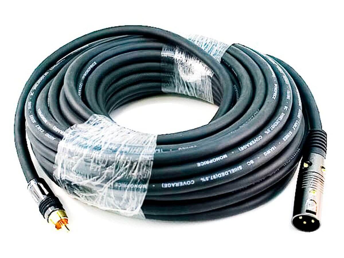 Monoprice 50ft Premier Series XLR Male to RCA Male Cable 16AWG (Gold Plated)