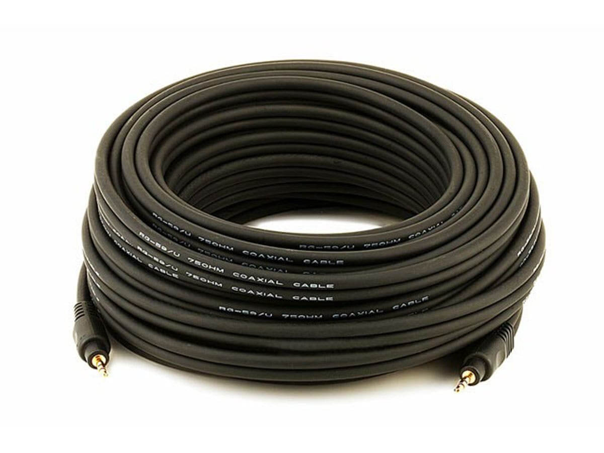 Monoprice 50ft Premium 3.5mm Stereo Male to 3.5mm Stereo Male 22AWG Cable (Gold Plated) - Black