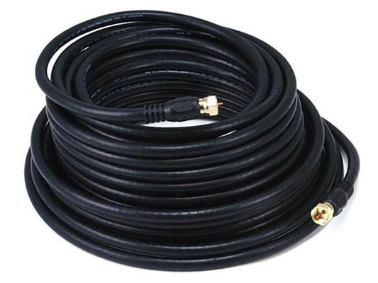 Monoprice 50ft RG6 (18AWG) 75Ohm Quad Shield CL2 Coaxial Cable with F Type Connector - Black