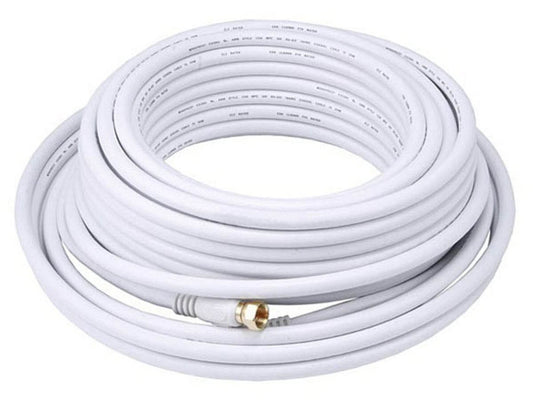 Monoprice 50ft RG6 (18AWG) 75Ohm Quad Shield CL2 Coaxial Cable with F Type Connector - White