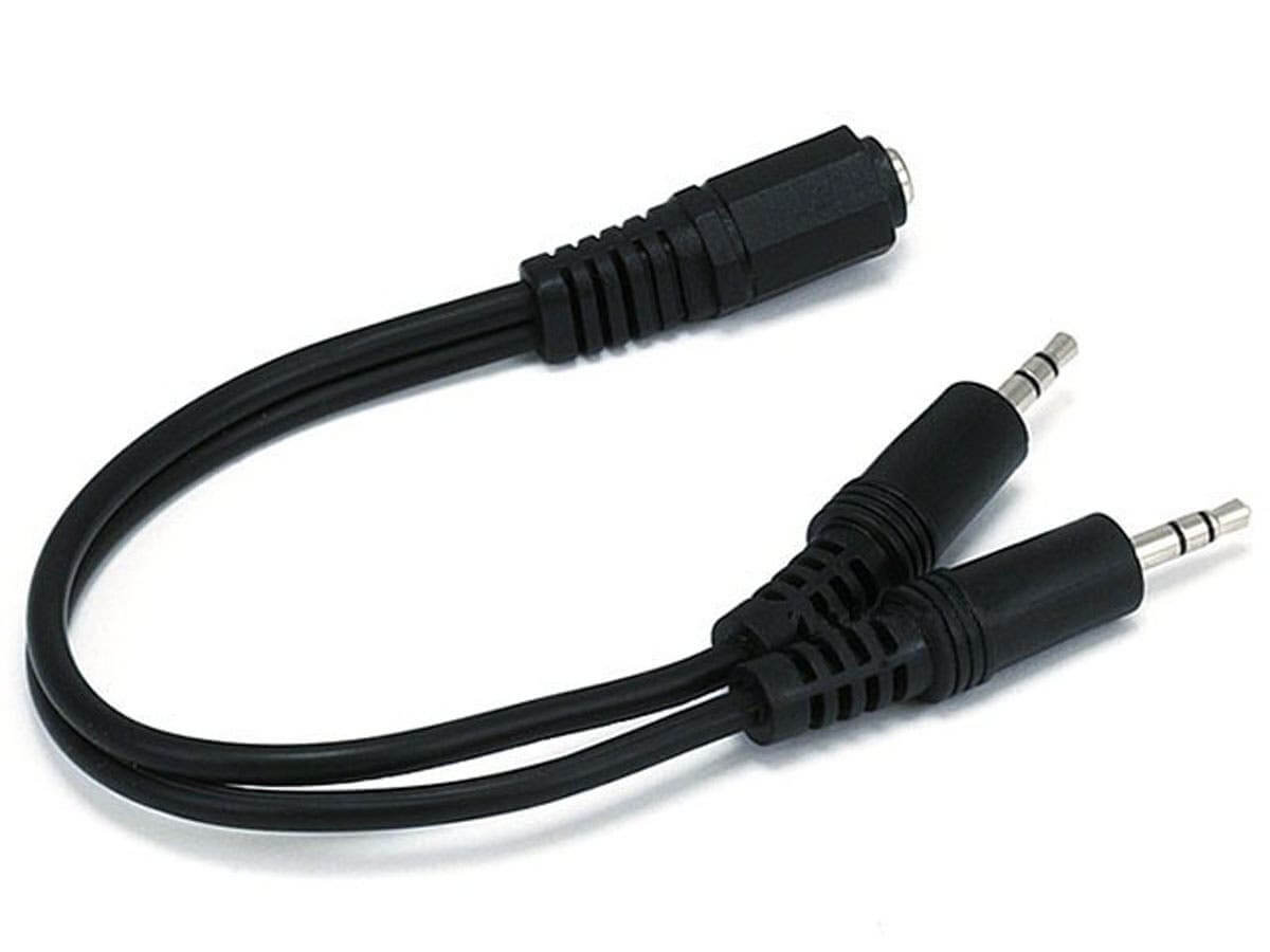 Monoprice 6in 3.5mm Stereo Jack to Two 3.5mm Stereo Plug Cable