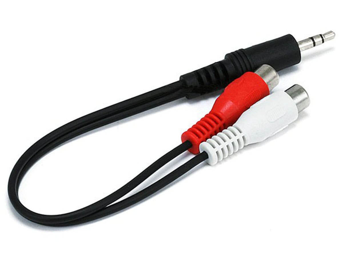 Monoprice 6in 3.5mm Stereo Plug to 2 RCA Jack Cable Black