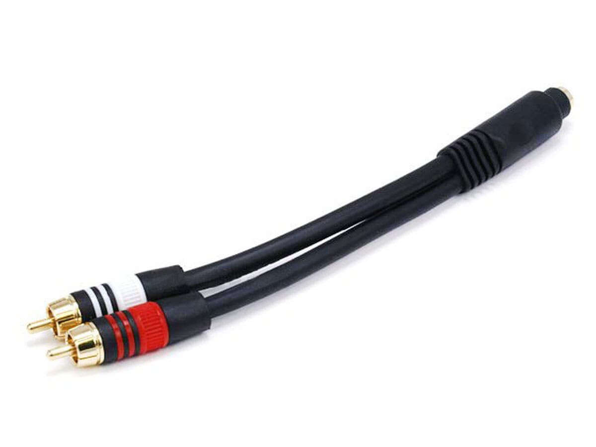 Monoprice 6in Premium 3.5mm Stereo Female to 2x RCA Male Cable 22AWG Gold Plated Black