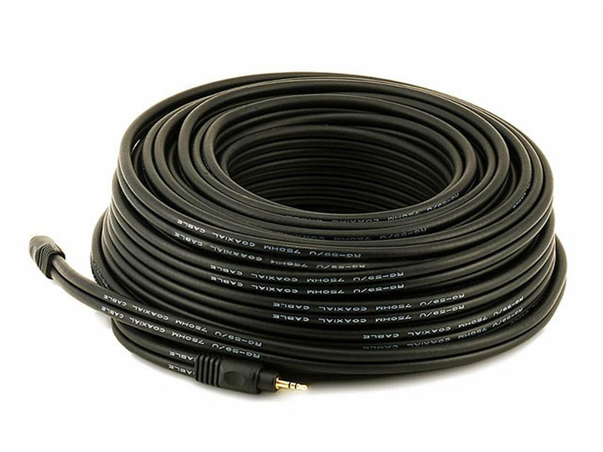 Monoprice 75ft Premium 3.5mm Stereo Male to 3.5mm Stereo Male 22AWG Cable (Gold Plated) - Black