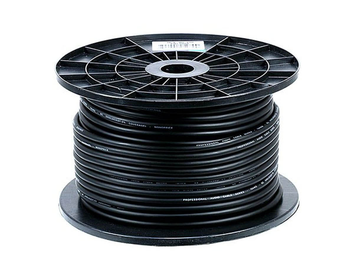 Monoprice 8.0mm Professional Microphone Bulk Cable on a spool, ideal for custom patch cable construction.
