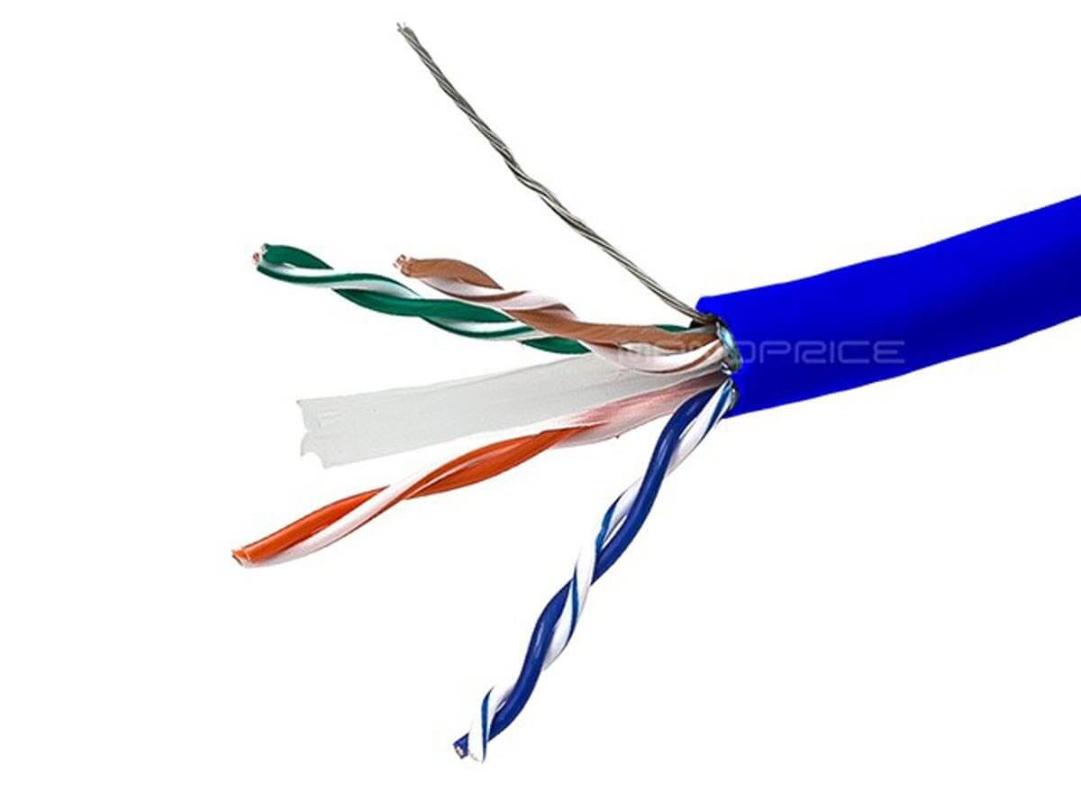 Monoprice Cat6 Ethernet Bulk Cable - Solid 550Mhz STP CM Pure Bare Copper Wire 23AWG No Logo 1000ft Blue