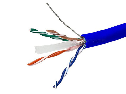 Monoprice Cat6 Ethernet Bulk Cable - Solid 550Mhz STP CM Pure Bare Copper Wire 23AWG No Logo 500ft Blue