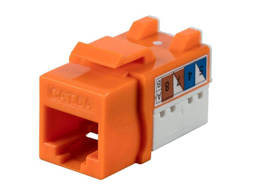 Monoprice Cat6A 90 Degree Unshielded Punch Down Keystone Jack Dual Type IDC 25 Pack Orange