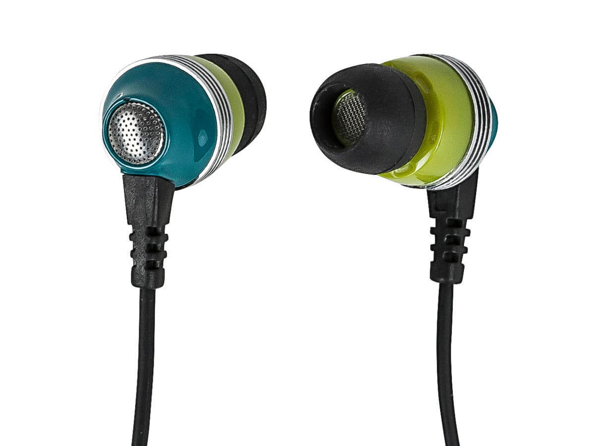 Monoprice Enhanced Bass Noise Isolating Earbuds Headphones with Built-in Microphone and Play/Pause Control Green