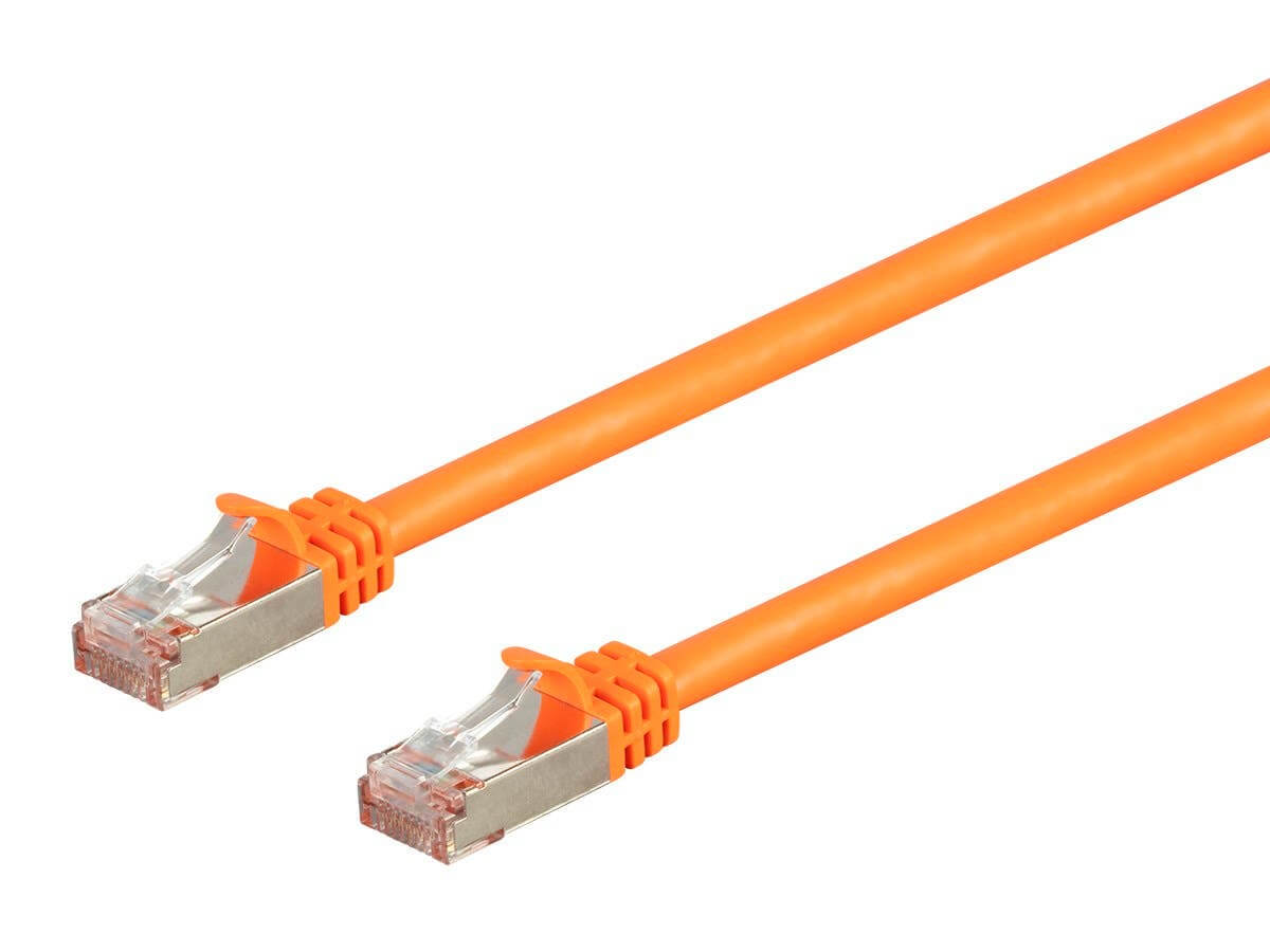 Monoprice Entegrade Series Cat7 26AWG  Shielded (S/FTP) Ethernet Network Patch Cable   Stranded  600Mhz in vibrant orange color.