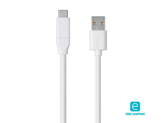 Monoprice Essentials USB Type C to USB-A 2.0 Cable - 480Mbps 3A 26AWG White 0.5m (1.6ft)
