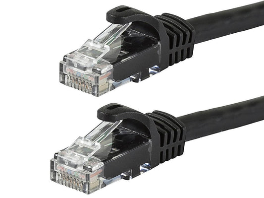 Monoprice Flexboot Cat5e Ethernet Patch Cable - Snagless RJ45 Stranded 350Mhz UTP Pure Bare Copper Wire 24AWG 25ft Black