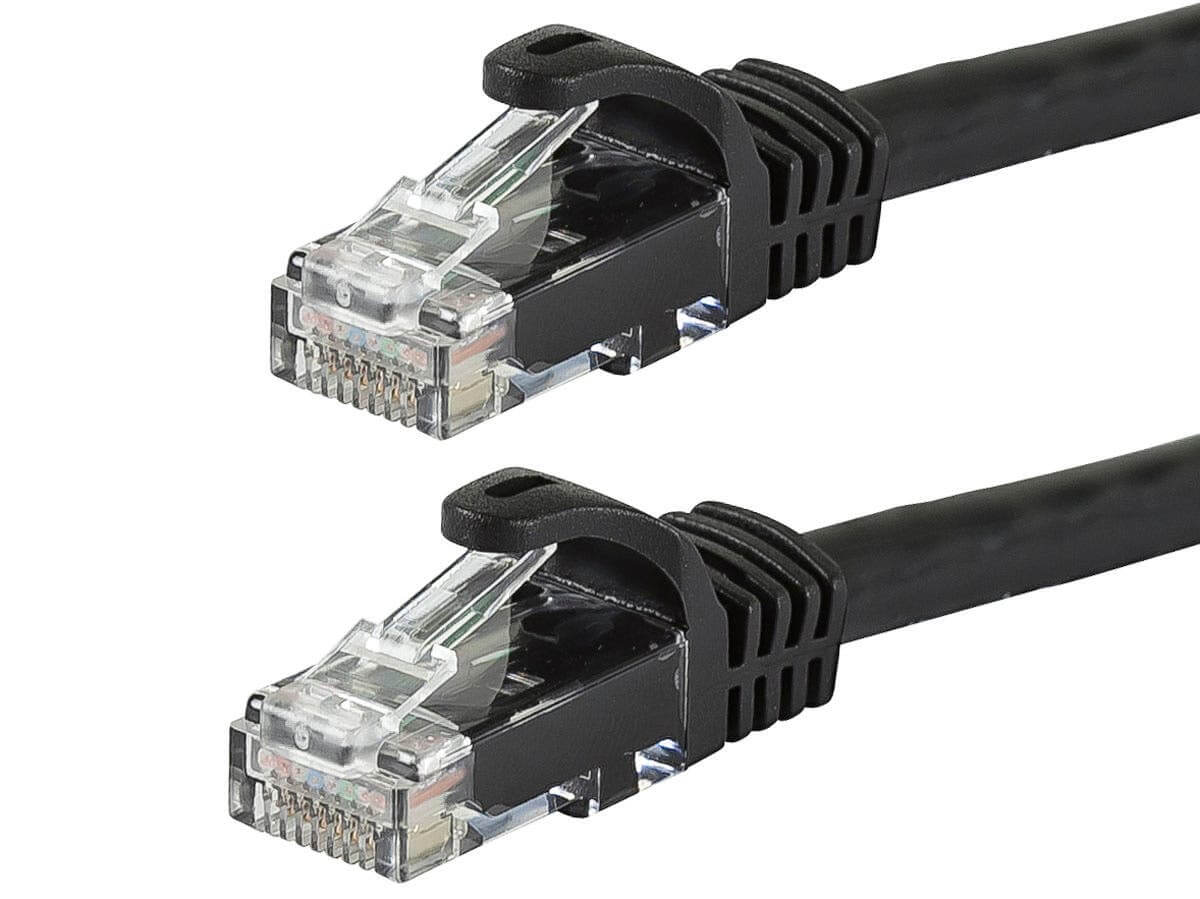 Monoprice Flexboot Cat5e Ethernet Patch Cable - Snagless RJ45 Stranded 350Mhz UTP Pure Bare Copper Wire 24AWG 2ft Black