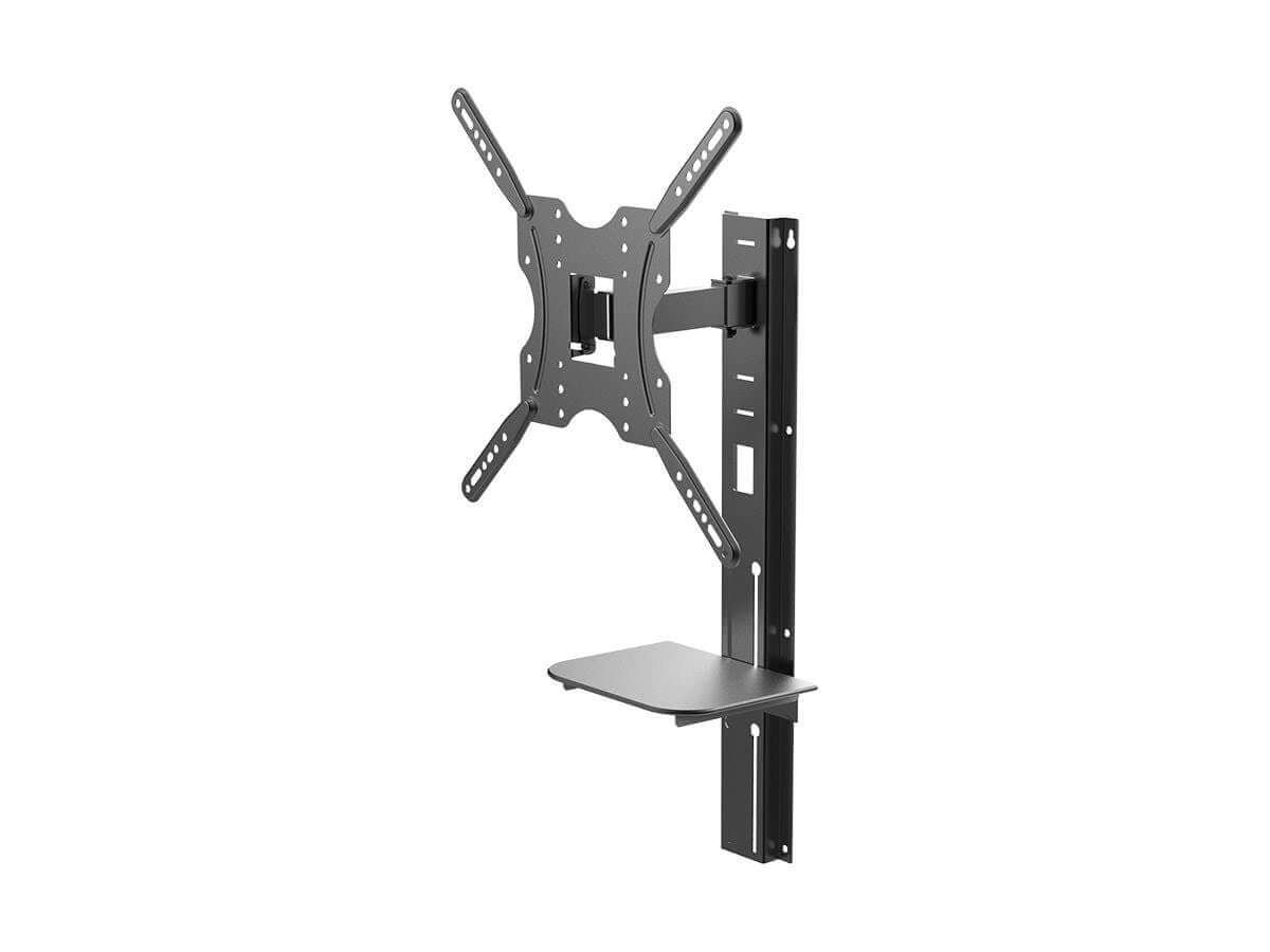Monoprice Full-Motion Articulating TV Wall Mount Bracket with Media Shelf Bracket - For TVs 32in to 55in Max Weight 66lbs Extension Range of 3.8in to 9.4in VESA Patterns Up to 400x400