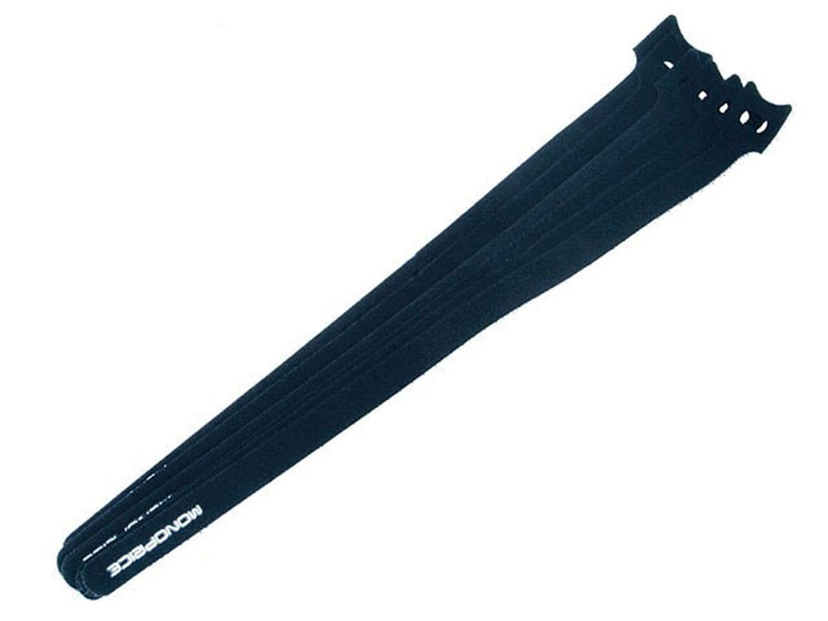 Monoprice Hook and Loop Fastening Cable Ties  13 in Black, reusable cable organization ties.