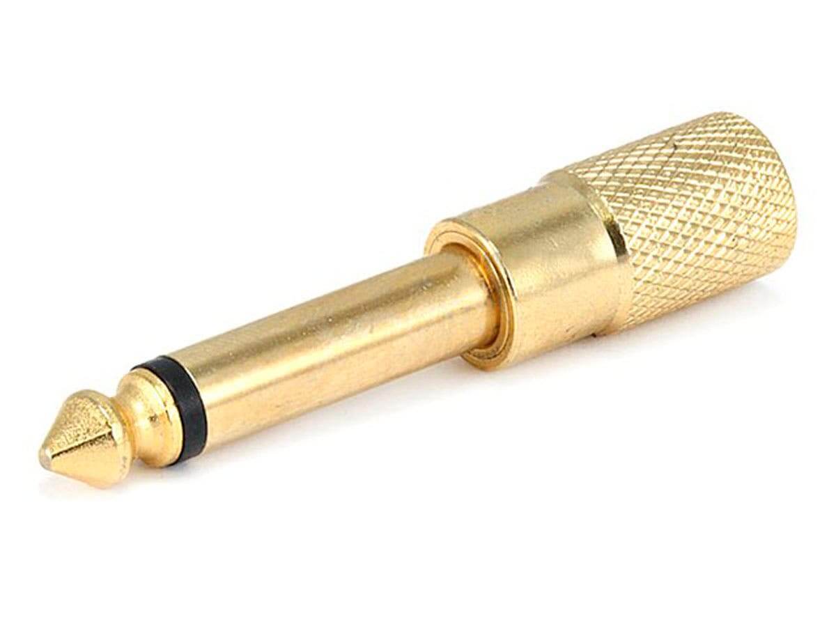 Monoprice Metal 1/4in (6.35mm) TS Mono Plug to 3.5mm TRS Stereo Jack Adapter Gold Plated