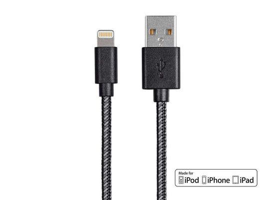 Monoprice Monofilament Braided Apple MFi Certified Lightning to USB Charge & Sync Cable 6ft Black