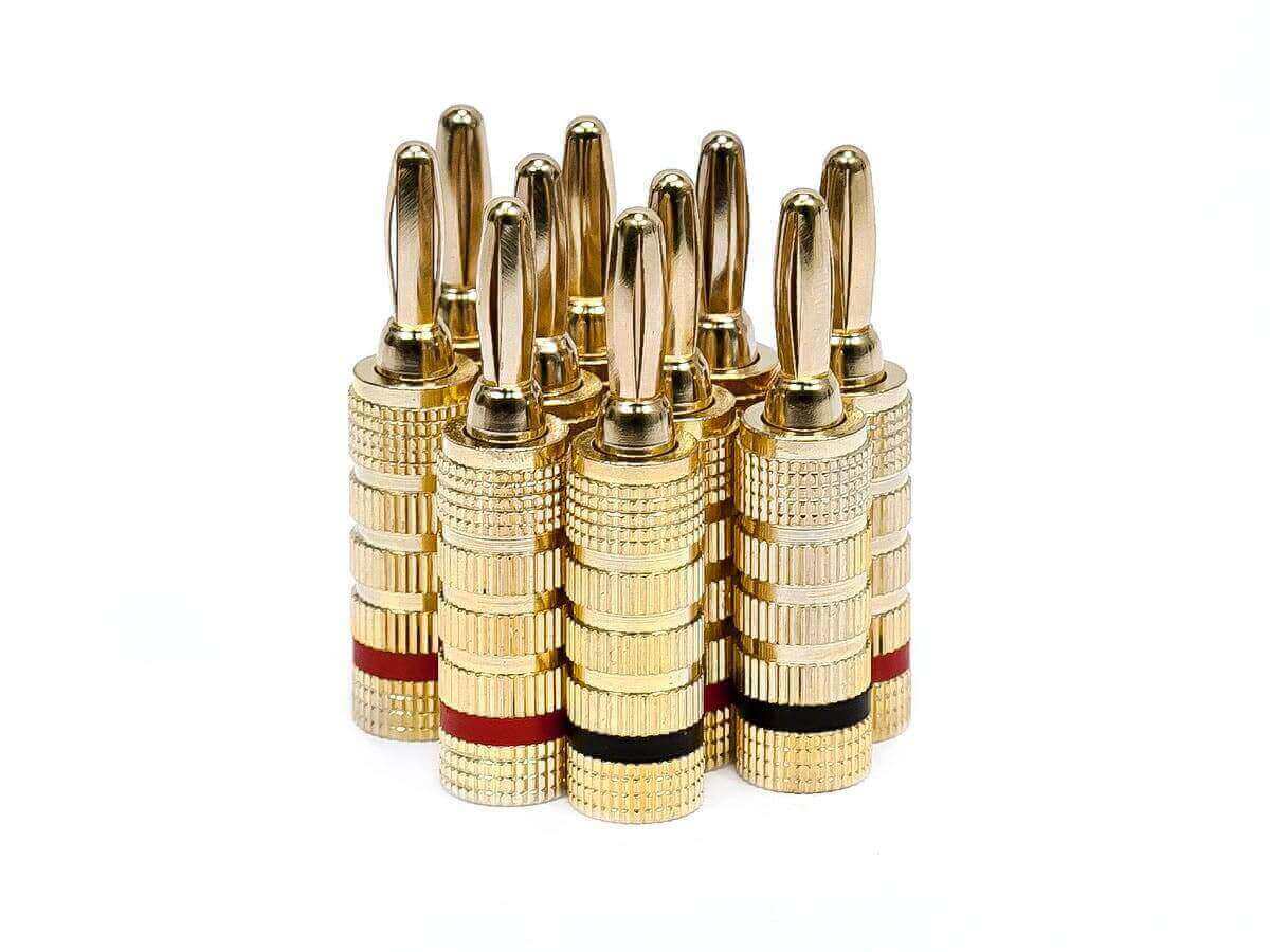 Monoprice Of High-Quality Gold Plated Speaker Banana Plugs Closed Screw Type