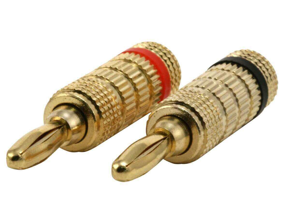 Monoprice Of High-Quality Gold Plated Speaker Banana Plugs Closed Screw Type