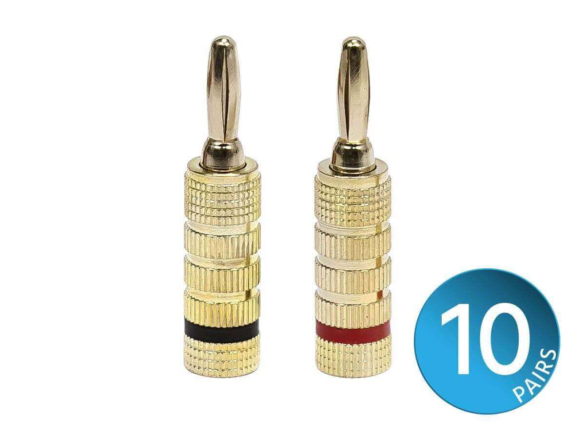 Monoprice Of High-Quality Gold Plated Speaker Banana Plugs Closed Screw Type