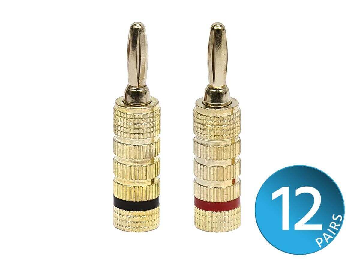 Monoprice Of High-Quality Gold Plated Speaker Banana Plugs Closed Screw Type