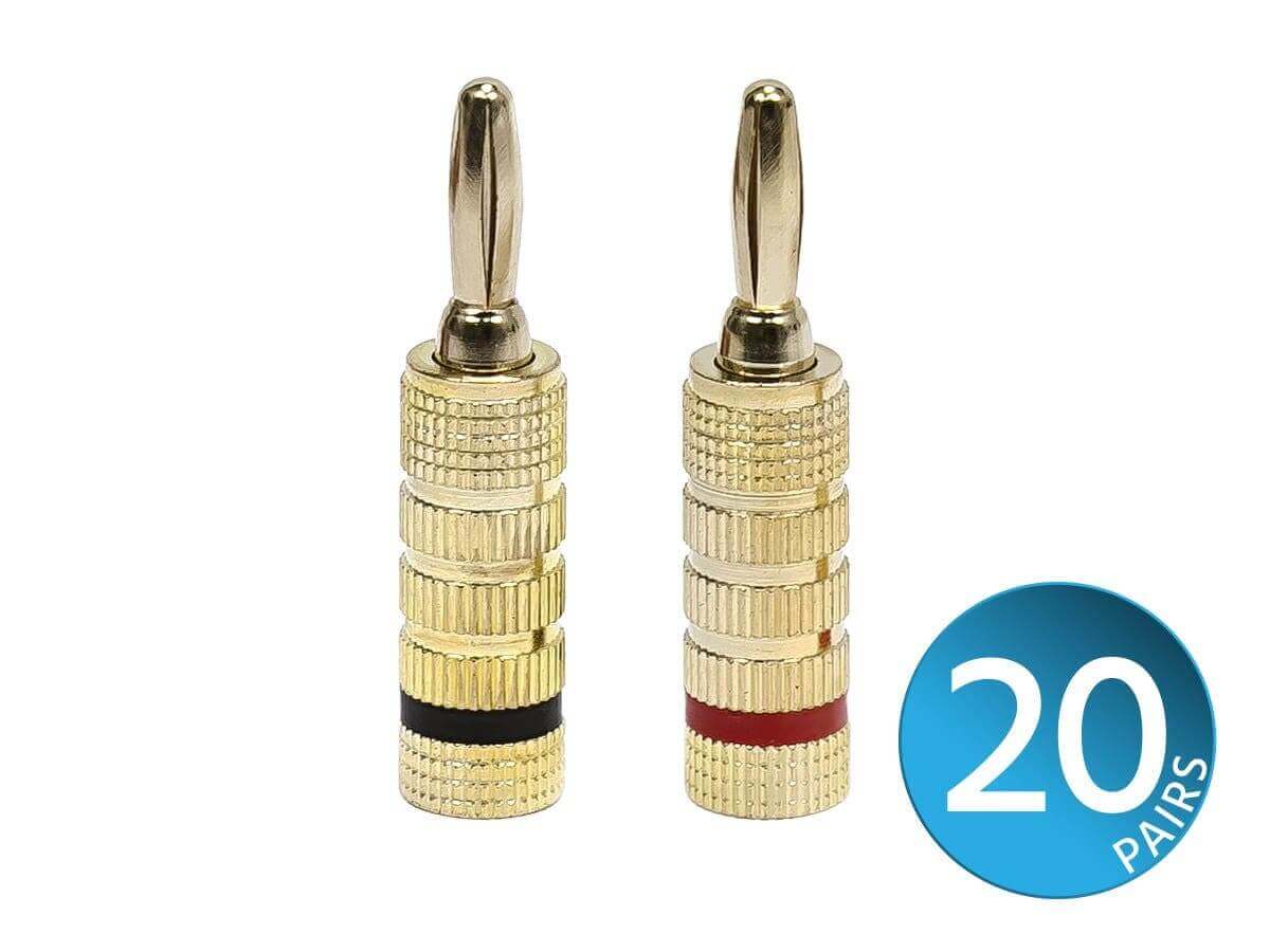 Monoprice Of High-Quality Gold Plated Speaker Banana Plugs Closed Screw Type