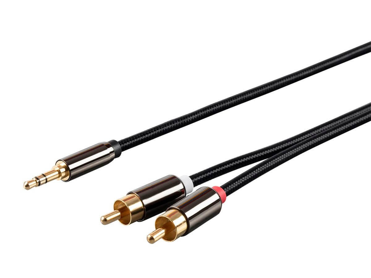 Monoprice Onyx Series Auxiliary 3.5mm Stereo Male to RCA Male Cable (Gold Plated) 6ft