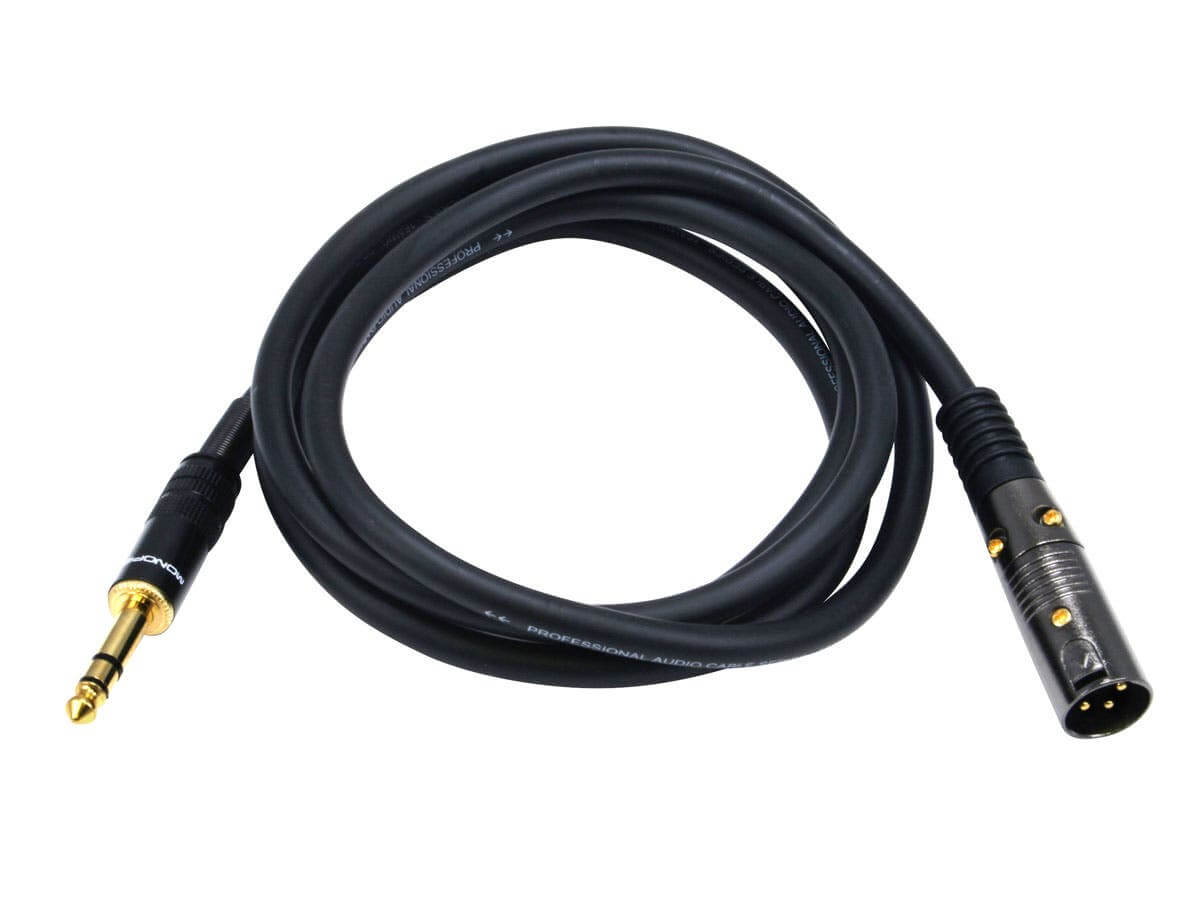 Monoprice Premier Series XLR Male to 1/4in TRS Male Cable 16AWG (Gold Plated) for high fidelity audio performance.