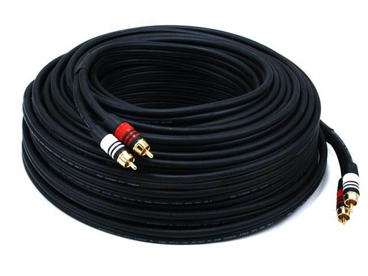 Monoprice Premium 2 RCA Plug/2 RCA Plug M/M 22AWG Cable - Black