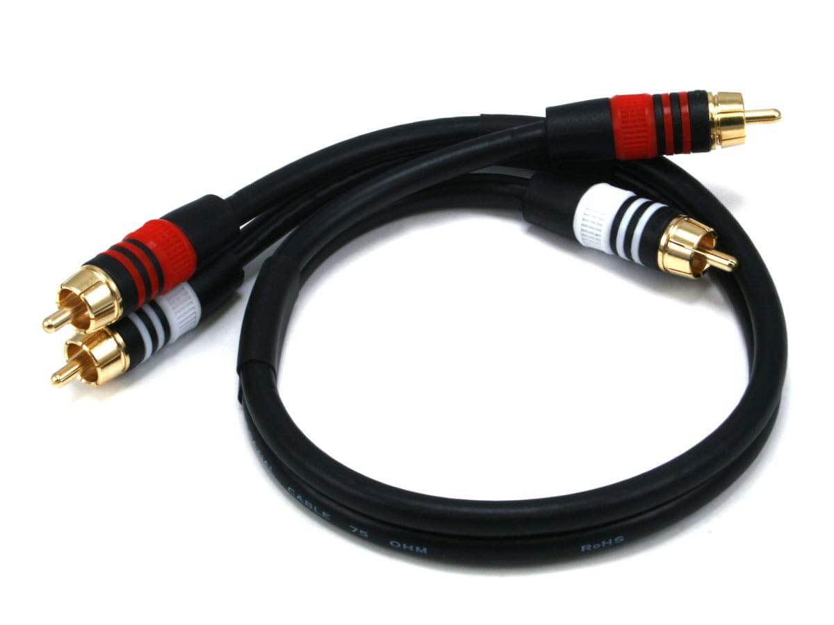 Monoprice Premium 2 RCA Plug/2 RCA Plug M/M 22AWG Cable - Black