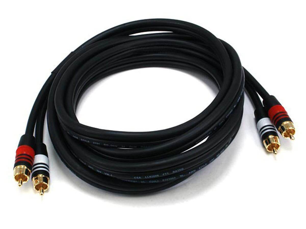 Monoprice Premium 2 RCA Plug/2 RCA Plug M/M 22AWG Cable - Black