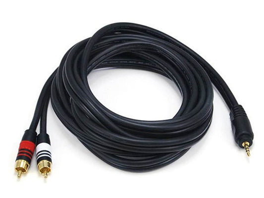 Monoprice Premium 3.5mm Stereo Male to 2RCA Male 22AWG Cable (Gold Plated) - Black