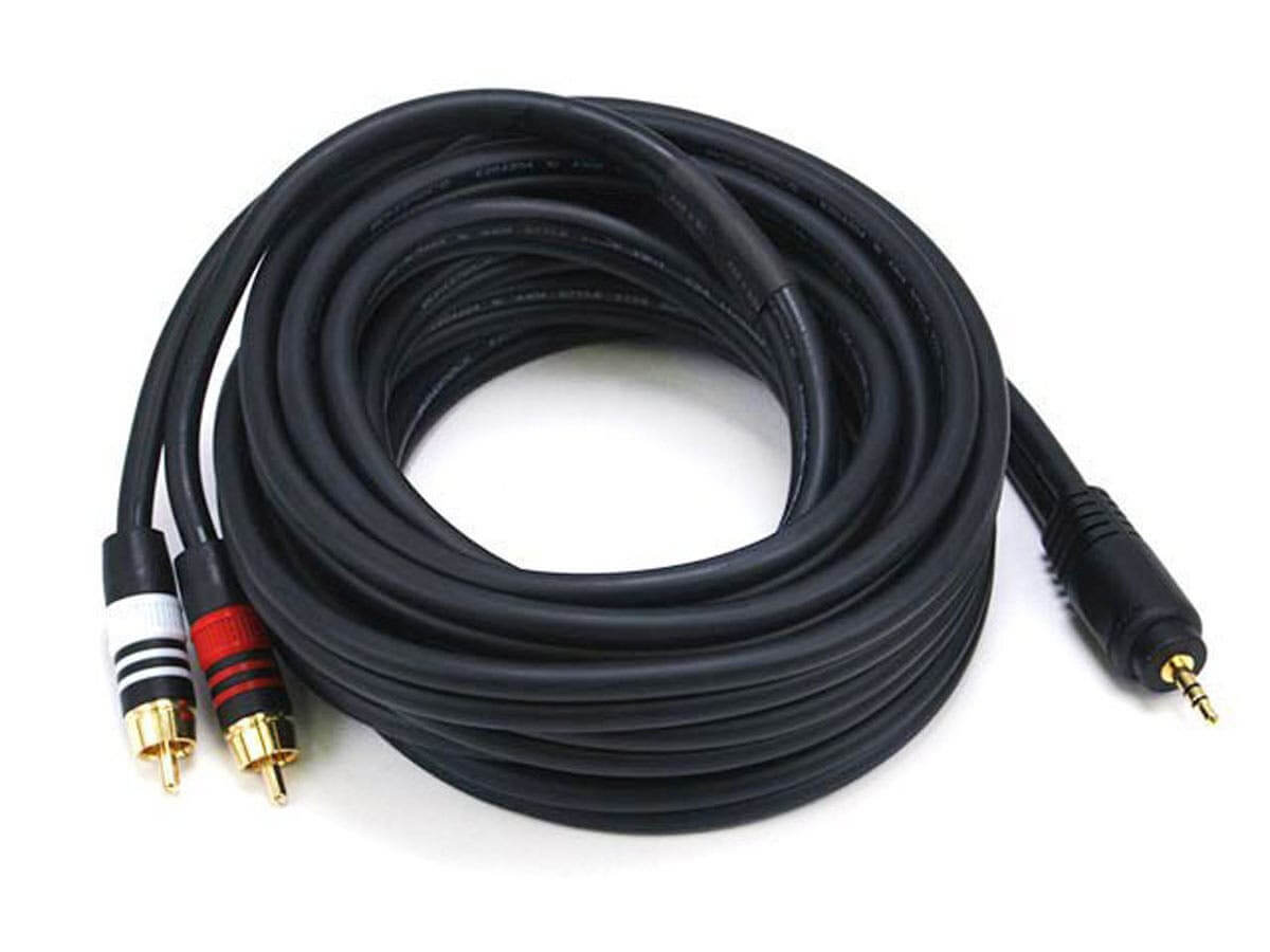 Monoprice Premium 3.5mm Stereo Male to 2RCA Male 22AWG Cable (Gold Plated) - Black