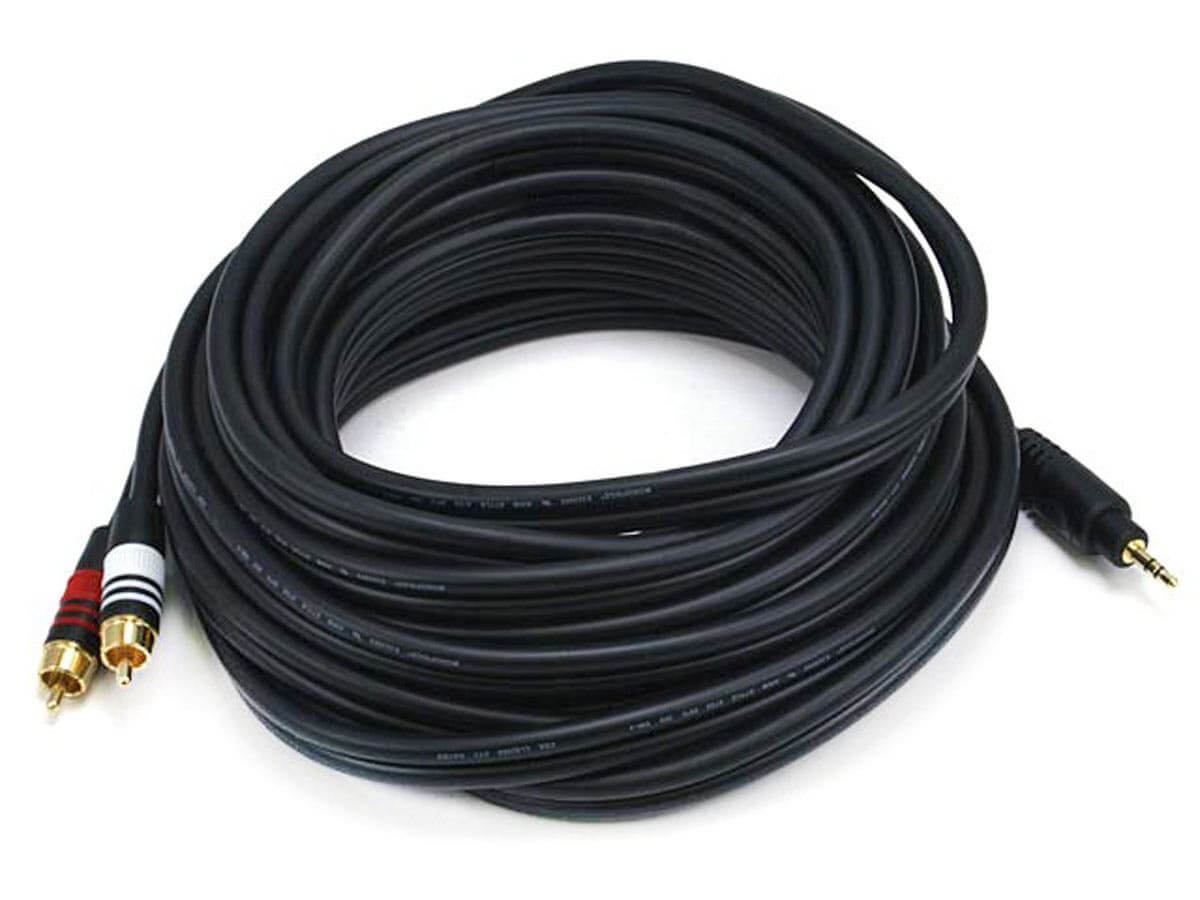 Monoprice Premium 3.5mm Stereo Male to 2RCA Male 22AWG Cable (Gold Plated) - Black