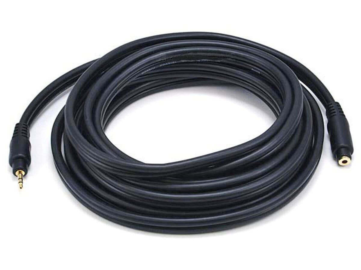 Monoprice Premium 3.5mm Stereo Male to 3.5mm Stereo Female 22AWG Extension Cable (Gold Plated) - Black