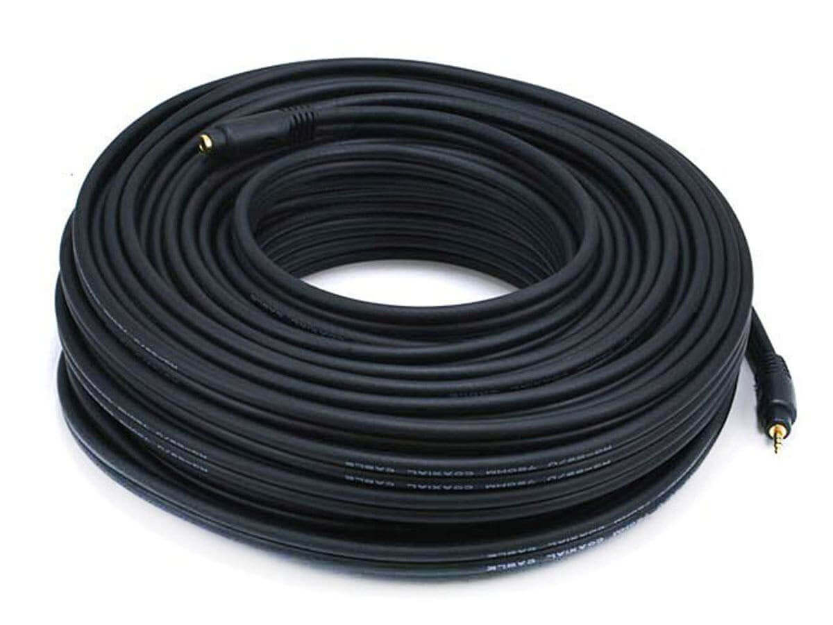 Monoprice Premium 3.5mm Stereo Male to 3.5mm Stereo Female 22AWG Extension Cable (Gold Plated) - Black