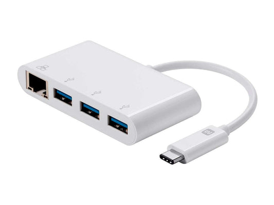 Monoprice Select Series USB-C 3-Port USB 3.0 Hub and Gigabit Ethernet Adapter